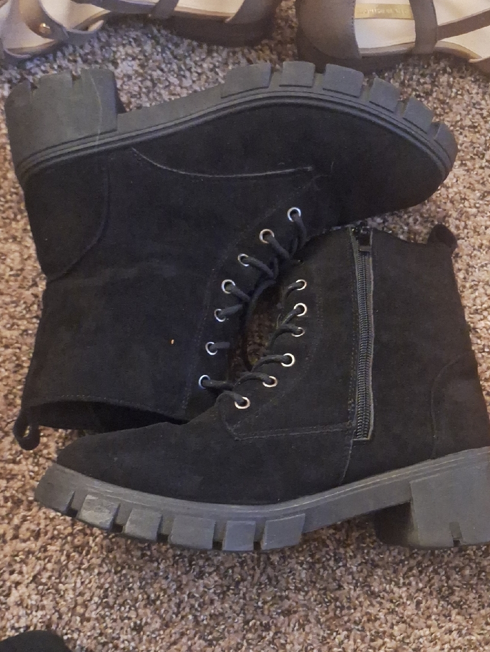 Women's Black Lace-Up Combat Boots